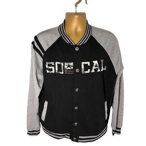 Vintage Y2K So Cal Raglan Sweatshirt Jacket Black Gray Large